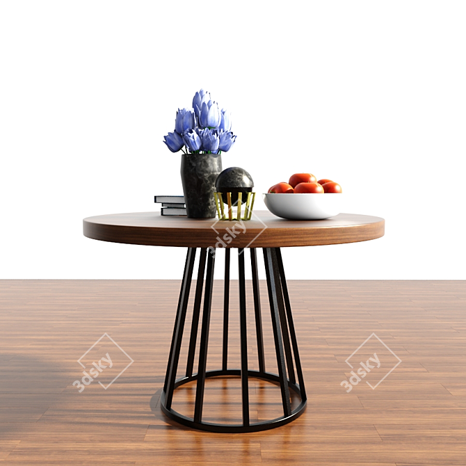 Parquet Round Table 3D model image 1