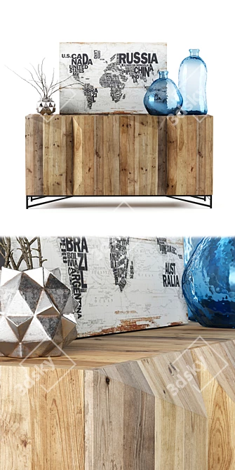 Dialma Brown Sideboard: Reclaimed Wood, Natural Finish 3D model image 2