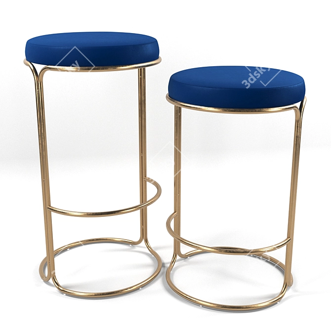 Glam Velvet Bar + Counter Stools 3D model image 1