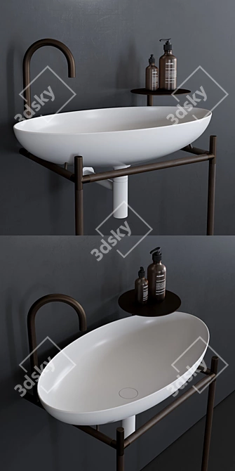 Elegant Oval Washbasin: Monsieur 3D model image 2