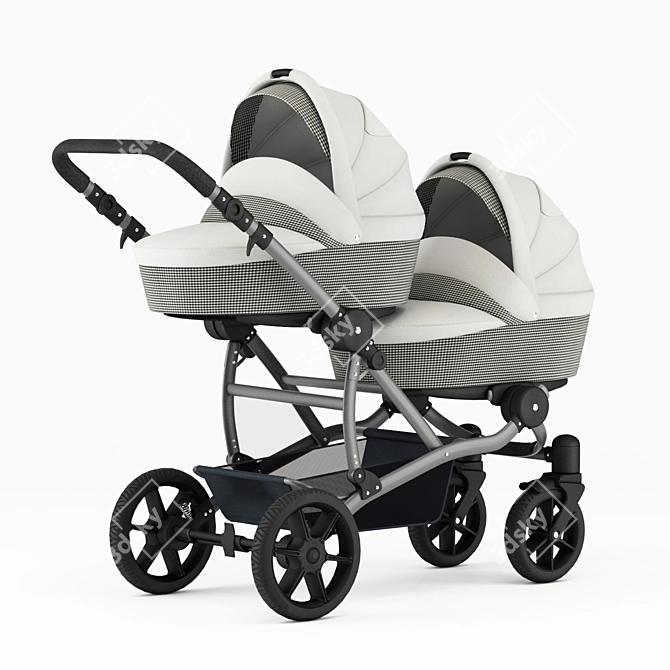 Double Delight: Twin Newborn Carriage 3D model image 1