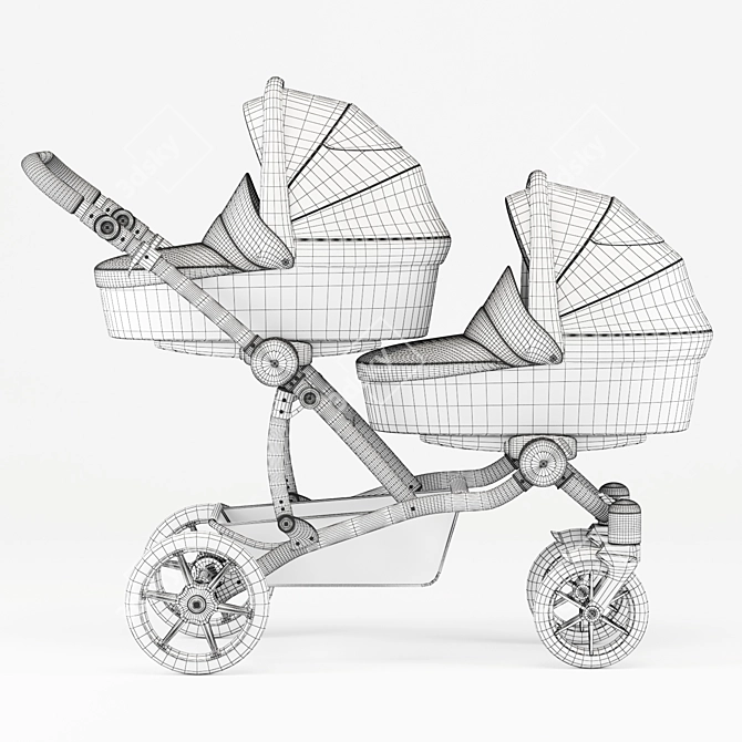 Double Delight: Twin Newborn Carriage 3D model image 3