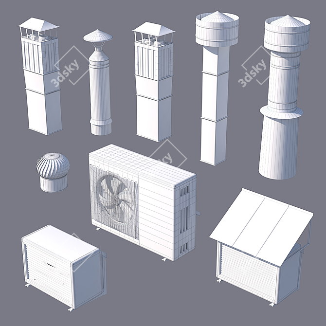 Low Poly Roofing Set 3D model image 3