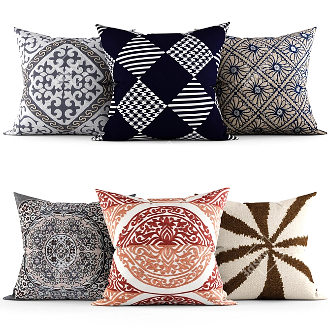 Elegant Home Decor Pillows 3D model image 1