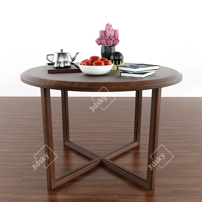 Modern Dining Set: Table with Four Chairs 3D model image 1