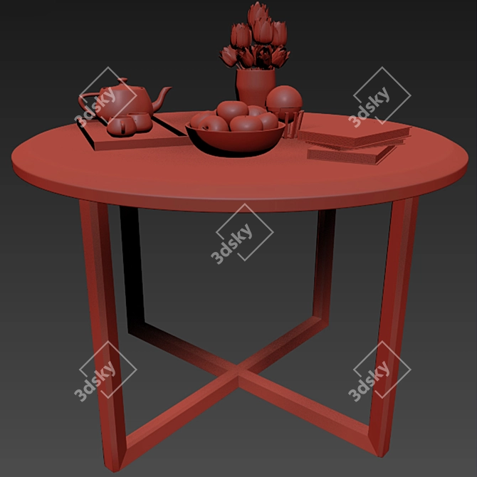 Modern Dining Set: Table with Four Chairs 3D model image 2