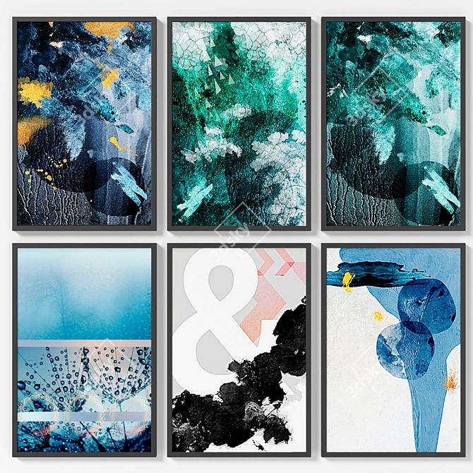 Set of 6 Abstract Art Prints 3D model image 1