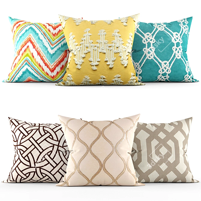 Elegant Embellished Throw Pillows 3D model image 1