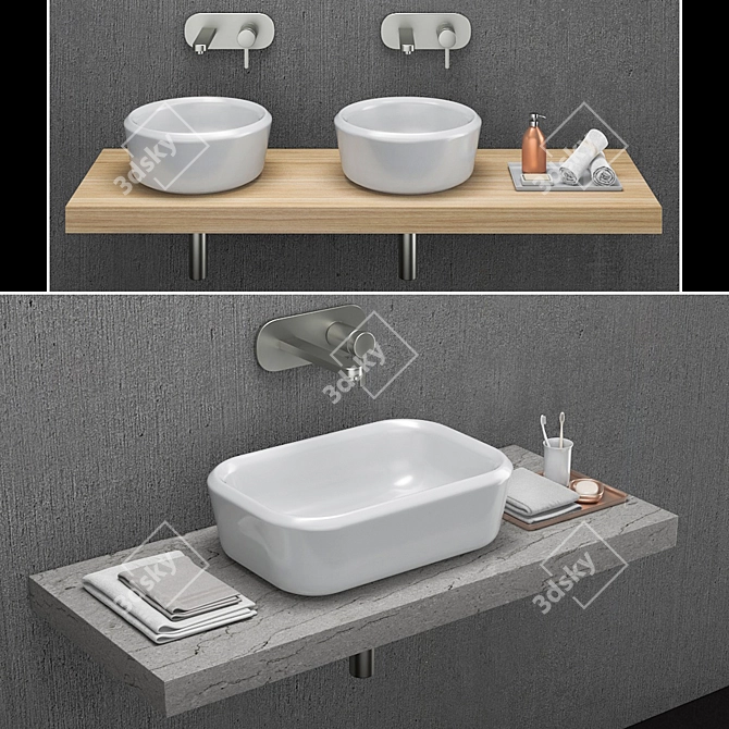 Hatria Pencil Washbasins: Sleek Design, Superior Quality 3D model image 1