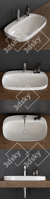 Moon 5512: Stylish Inset Ceramic Washbasin 3D model image 2