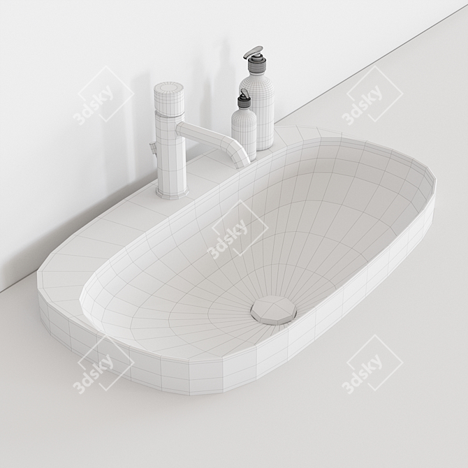 Moon 5512: Stylish Inset Ceramic Washbasin 3D model image 3