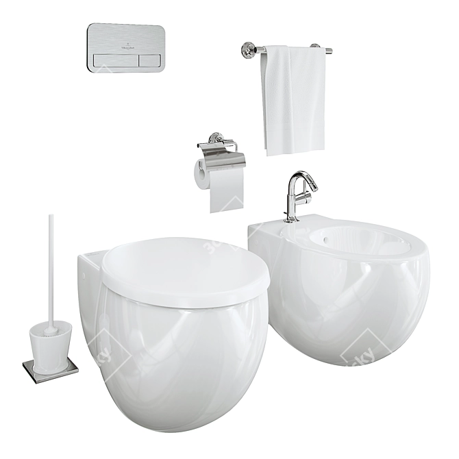 Villeroy & Boch Aveo Toilet/Bidet Set 3D model image 1