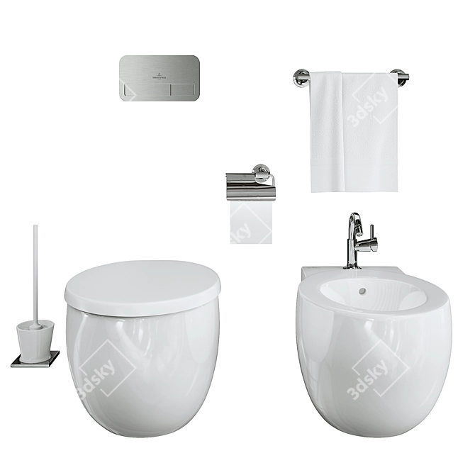 Villeroy & Boch Aveo Toilet/Bidet Set 3D model image 2