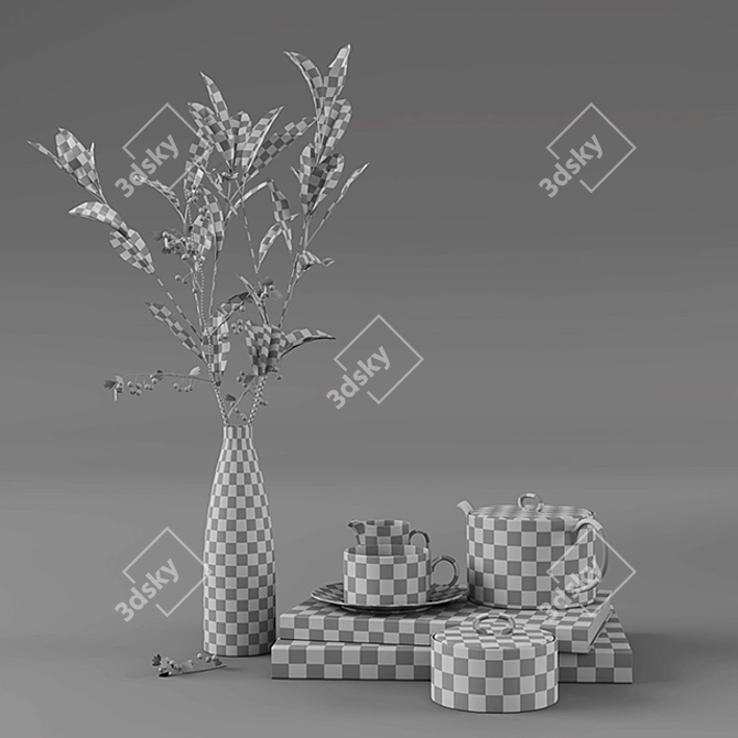 Elegant Wedgwood Arris Tea Set 3D model image 2