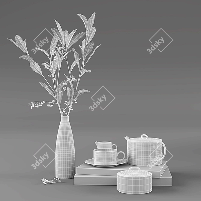 Elegant Wedgwood Arris Tea Set 3D model image 3