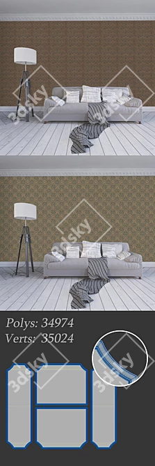 Oxford Cypress Damask 3D Wallpaper 3D model image 3