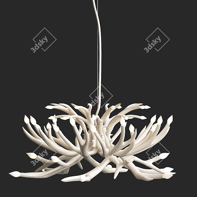 Elegant 24-Antler White Chandelier 3D model image 1