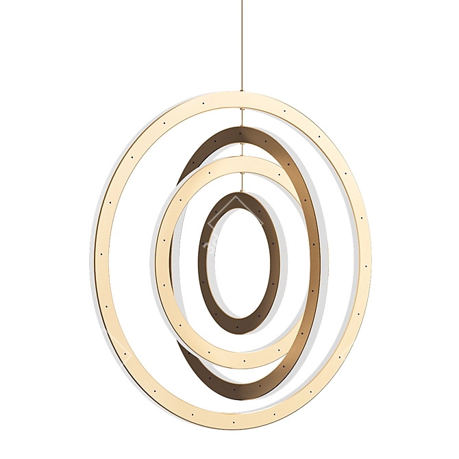 Brushed Brass Halo Chandelier 3D model image 1