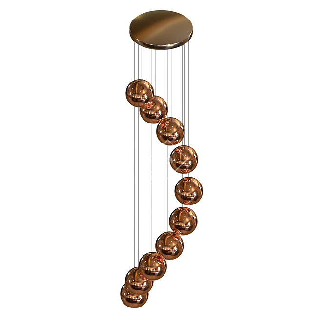 Copper Textured Pendant Ball Chandelier 3D model image 1
