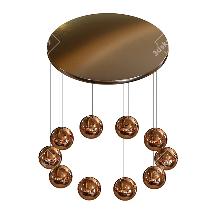 Copper Textured Pendant Ball Chandelier 3D model image 2