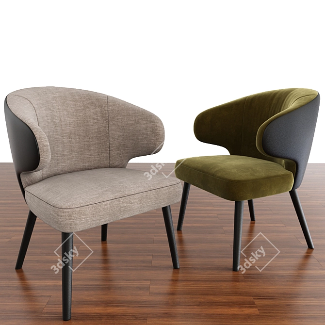 Elegant Aston Lounge Chair with Parquet 3D model image 1