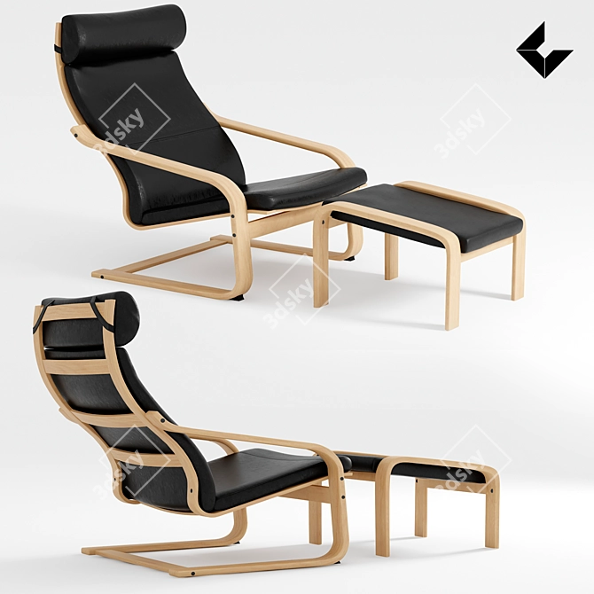 ErgoFlex Bentwood Recliner 3D model image 1