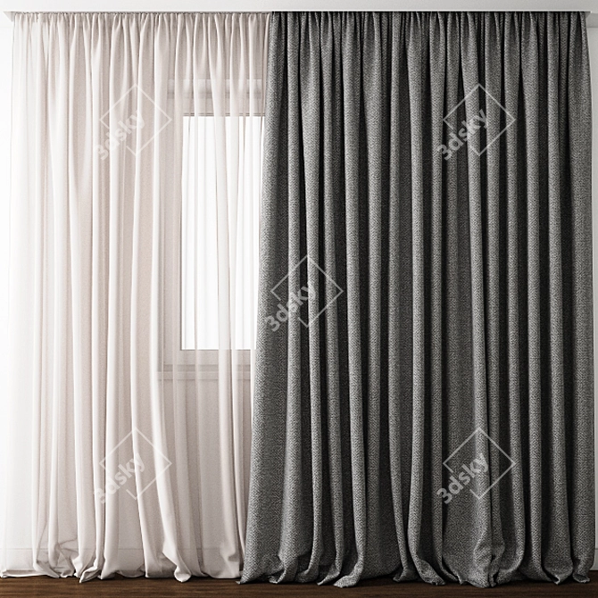 Elegant Detailed Curtain Model 3D model image 1