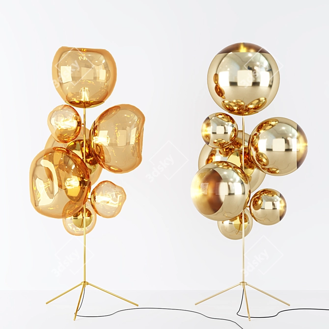 Gold Ball Stand Chandelier 3D model image 1