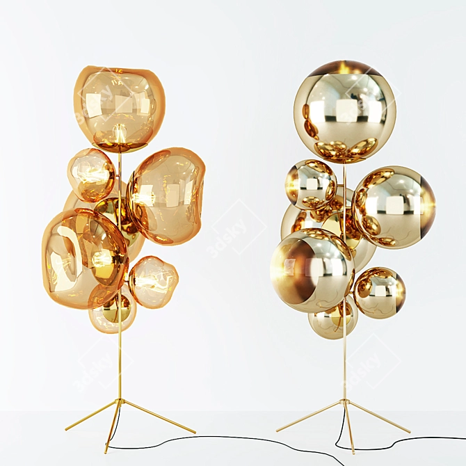 Gold Ball Stand Chandelier 3D model image 6