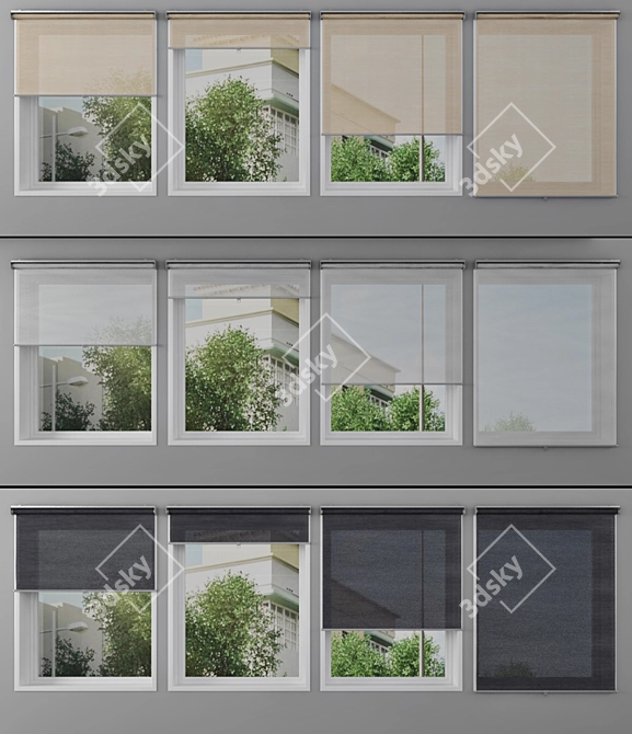 IKEA Roller Blinds - Window Coverings in Gray, White, Beige 3D model image 1