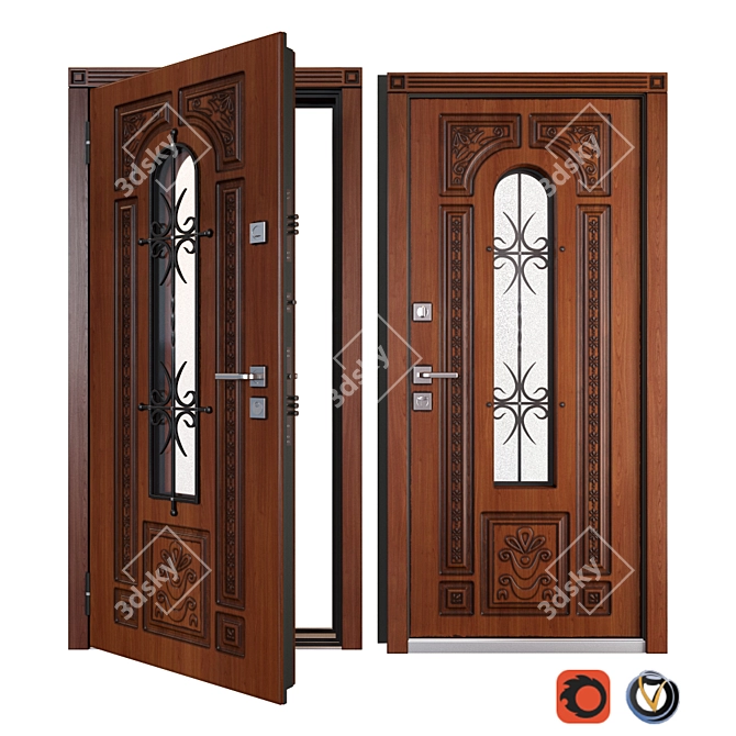 Lacio Metal Entrance Door - Elegant and Secure 3D model image 1