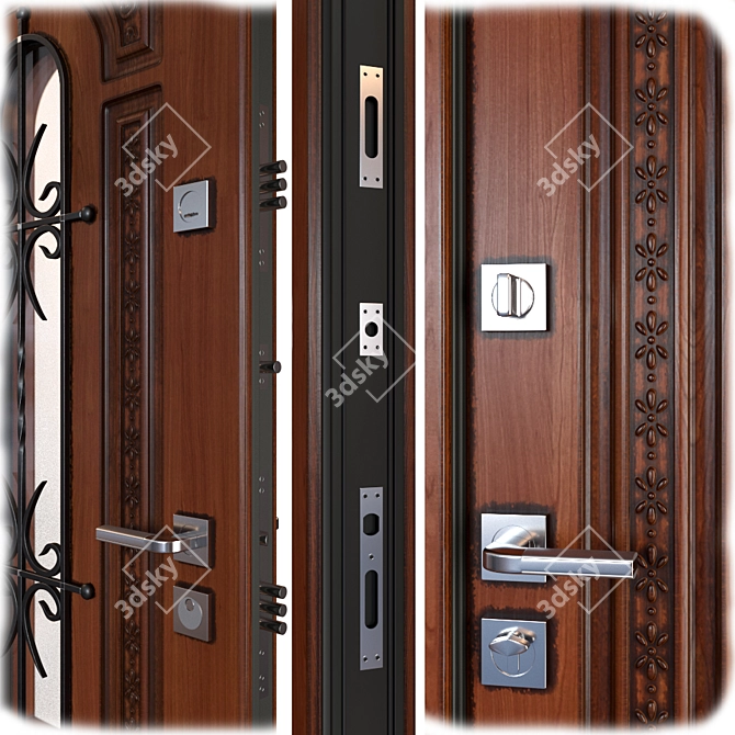 Lacio Metal Entrance Door - Elegant and Secure 3D model image 2