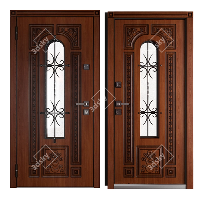 Lacio Metal Entrance Door - Elegant and Secure 3D model image 3