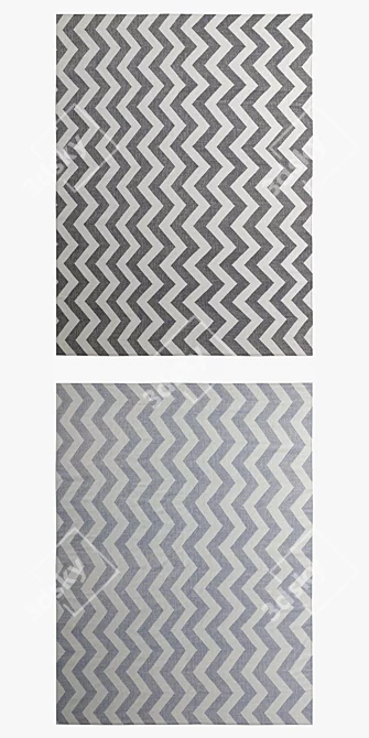 Distressed Chevron Flatweave Rug 3D model image 2