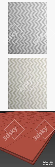 Distressed Chevron Flatweave Rug 3D model image 3