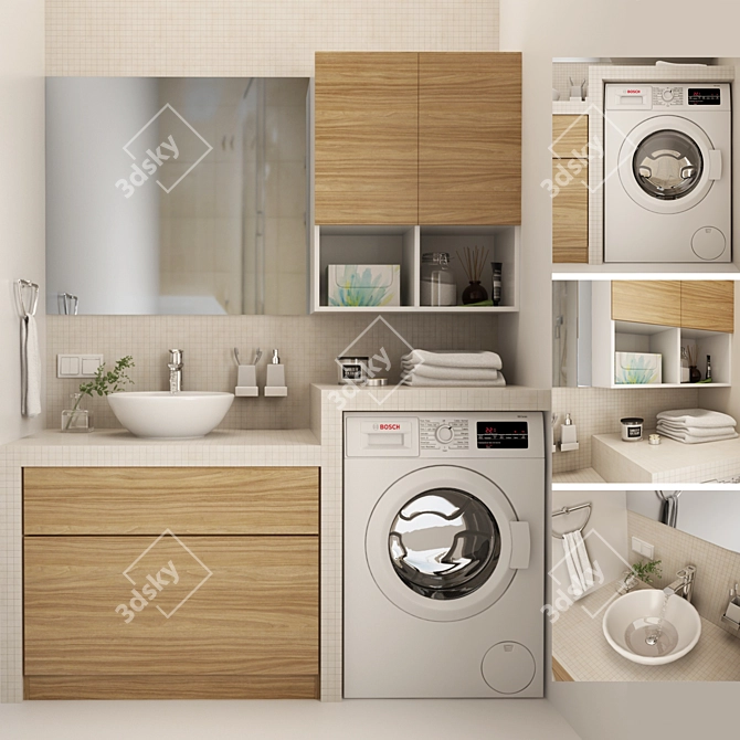 Modern Bathroom Vanity Set 3D model image 1