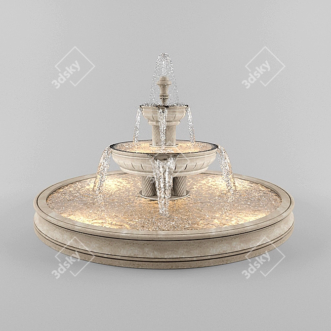 Elegant Stone Waterfall Fountain 3D model image 1