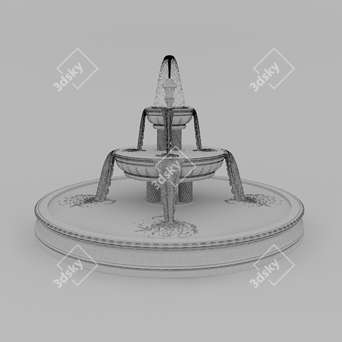 Elegant Stone Waterfall Fountain 3D model image 3