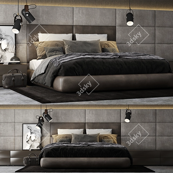 Dream Bed Headboard: Luxurious and Stylish by Poliform 3D model image 1