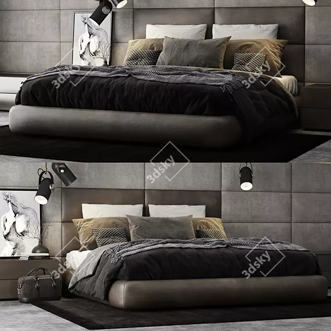 Dream Bed Headboard: Luxurious and Stylish by Poliform 3D model image 2