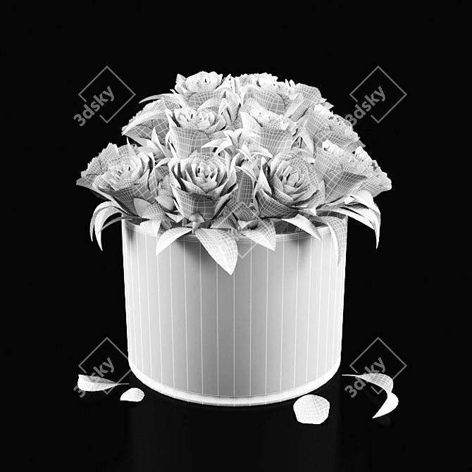 4-Color Rose Flower Bouquet 3D model image 3