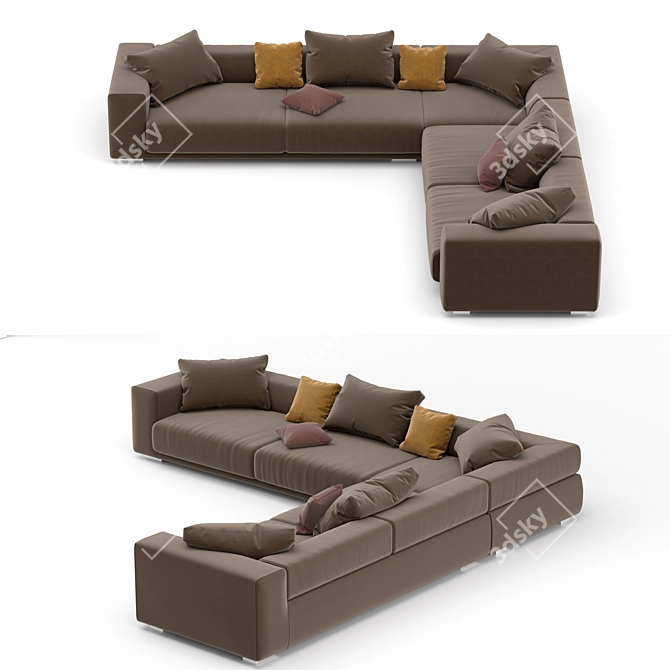 Sleek Corner Sofa 3D model image 1