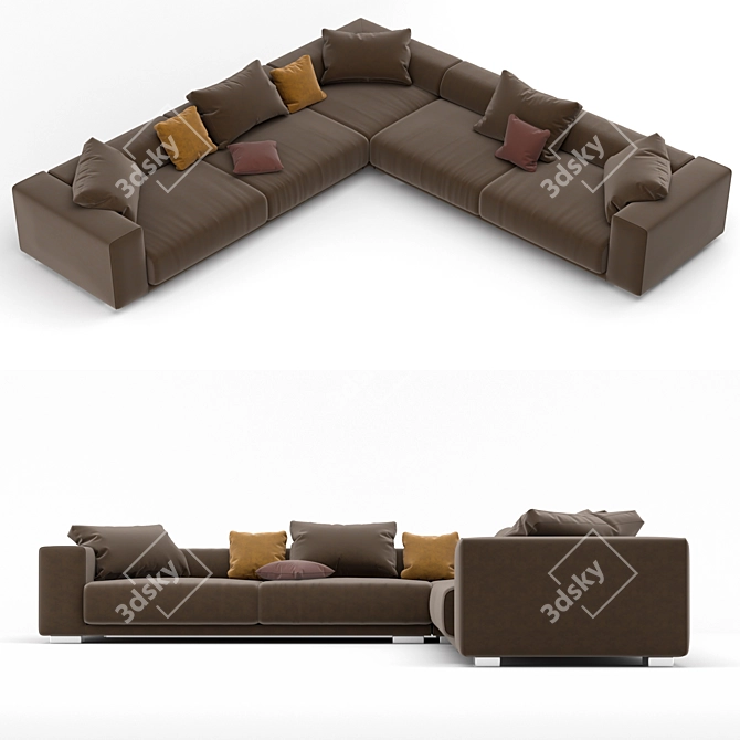 Sleek Corner Sofa 3D model image 2