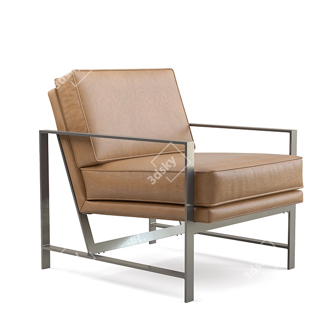 Bronze Metal Frame West Elm Chair 3D model image 1