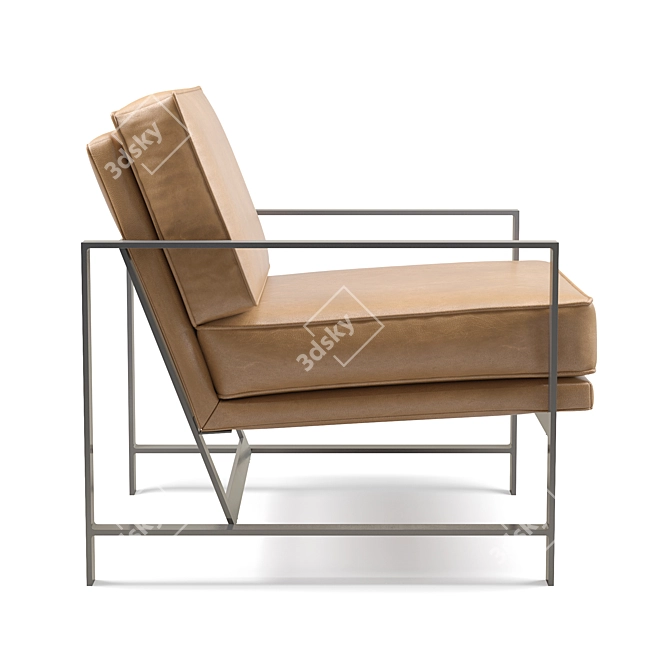 Bronze Metal Frame West Elm Chair 3D model image 2