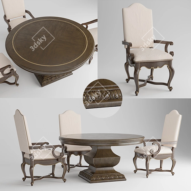 Elegance in Motion Dining Set 3D model image 1