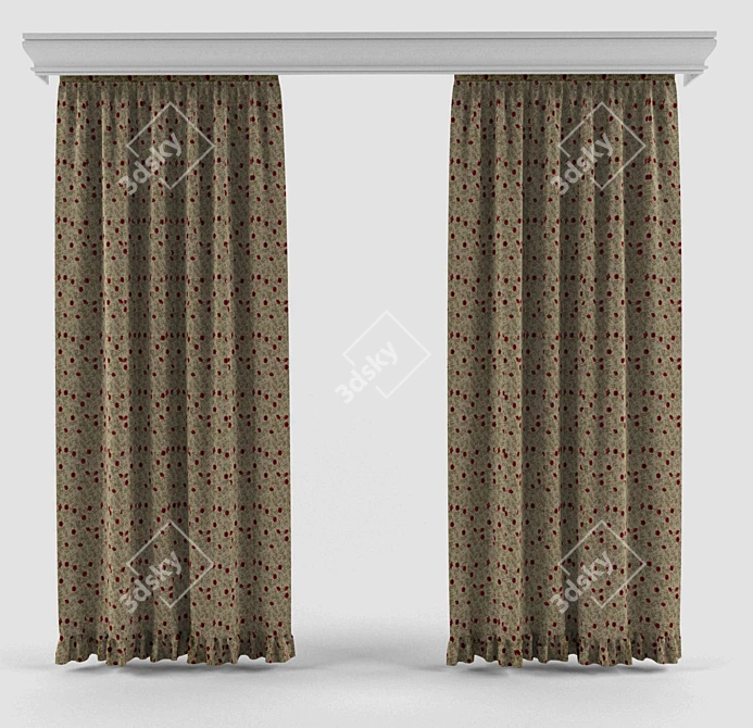 Elegant Classic Style Curtains 3D model image 1