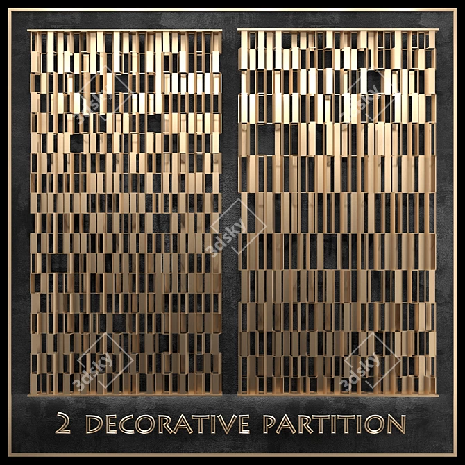 Elegant Brass Decorative Partition 3D model image 1