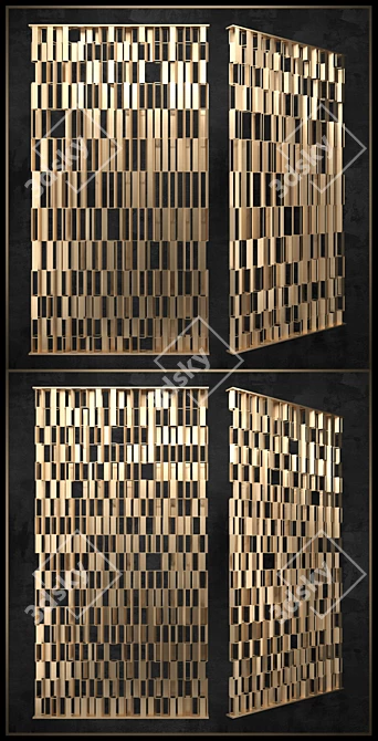 Elegant Brass Decorative Partition 3D model image 2