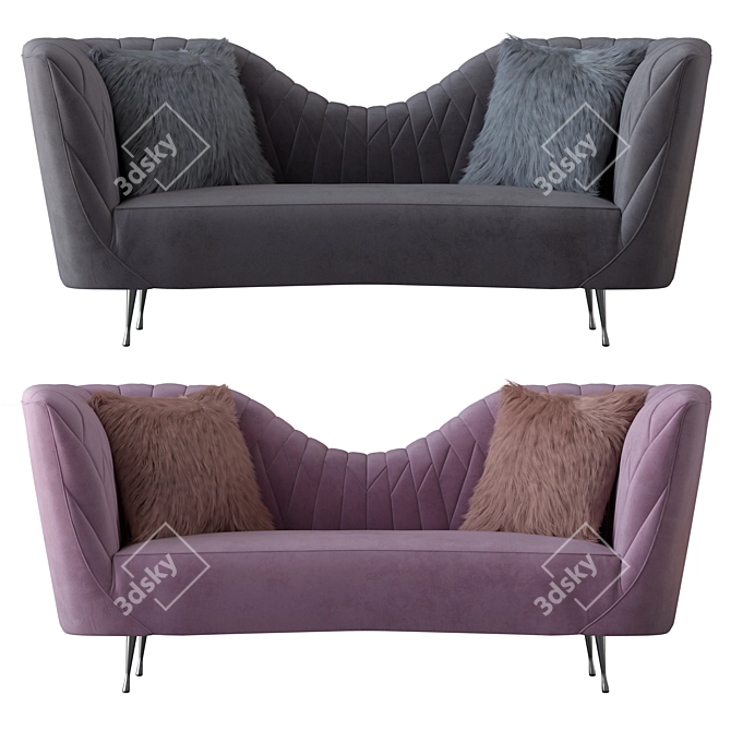 Elegant Eva Velvet Sofa 3D model image 1